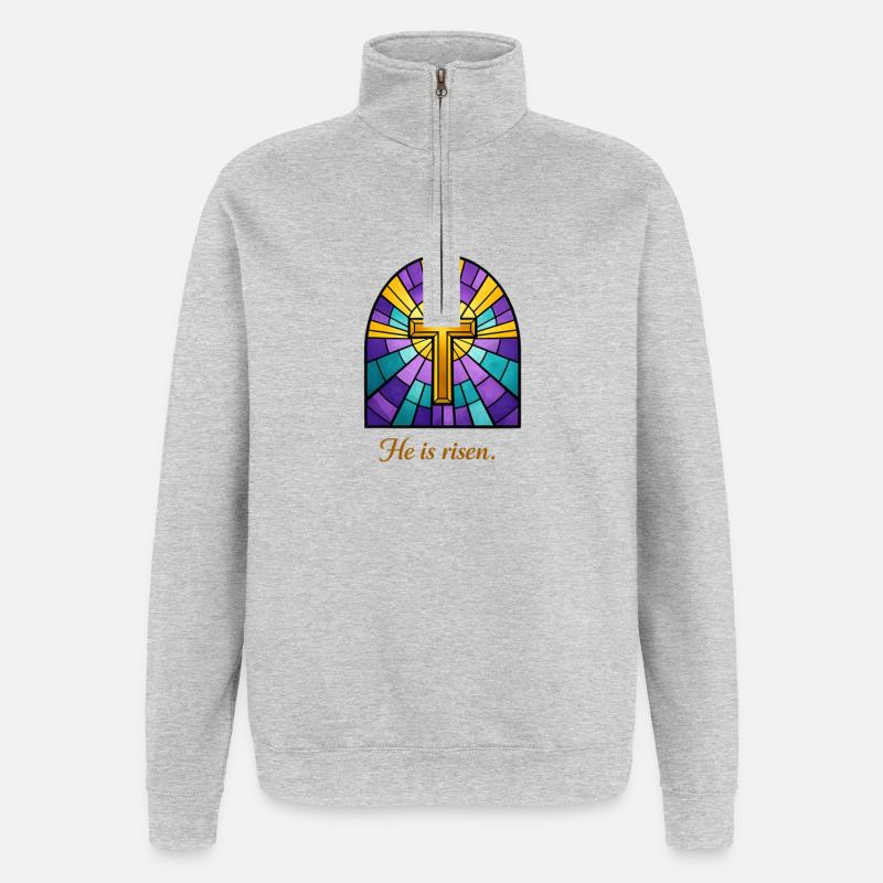 he is risen - Quarter-Zip Sweatshirt - heather grey