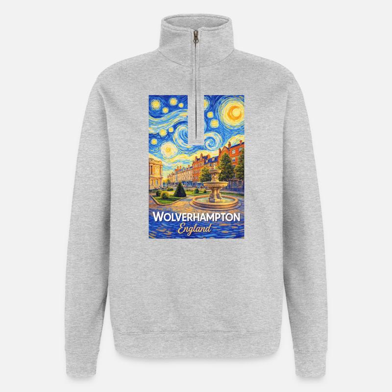 Wolverhampton, Angleterre, Nuit étoilée - Sweat à zip 1/4 - gris chiné