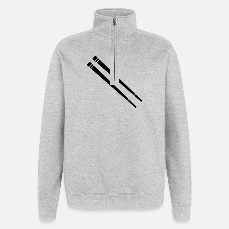 Essstäbchen - Quarter-Zip-Sweatshirt - Grau meliert