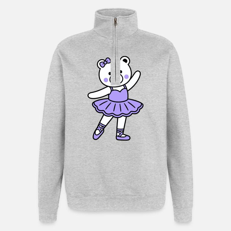 Ballet de l’ours - Sweat à zip 1/4 - gris chiné