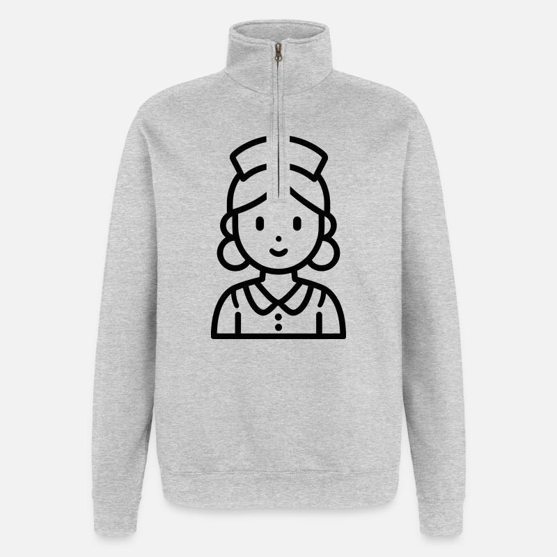 infirmière - Sweat à zip 1/4 - gris chiné