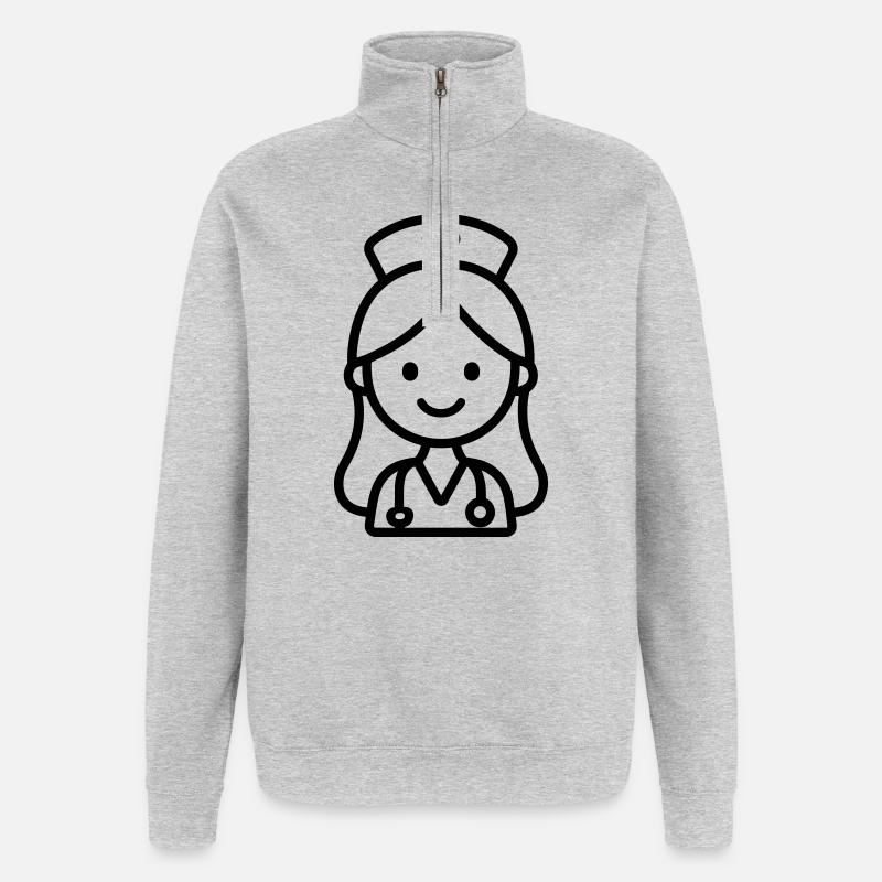 Krankenschwester - Quarter-Zip-Sweatshirt - Grau meliert