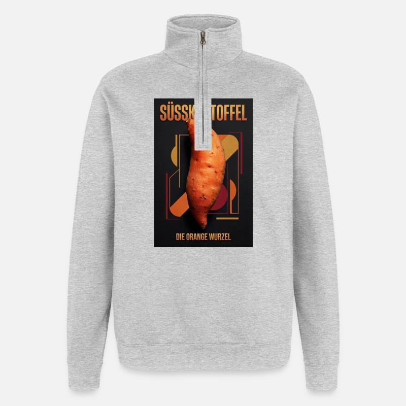 Sweet Potato Geometric Orange Root - Quarter-Zip Sweatshirt - heather grey