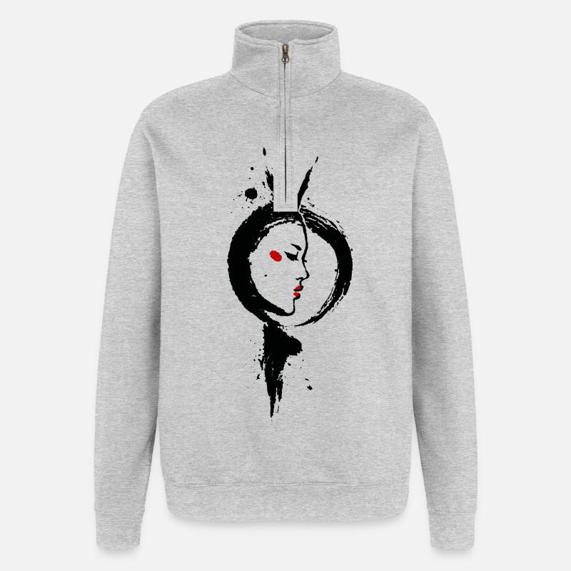 Amaterasu – Sun Goddess Enso Sumi-e - Quarter-Zip Sweatshirt - heather grey