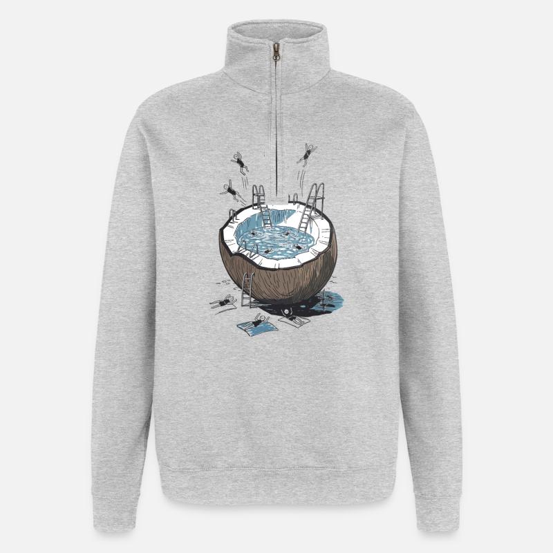 Coconut Pool Jumping Party - Quarter-Zip Sweatshirt - heather grey