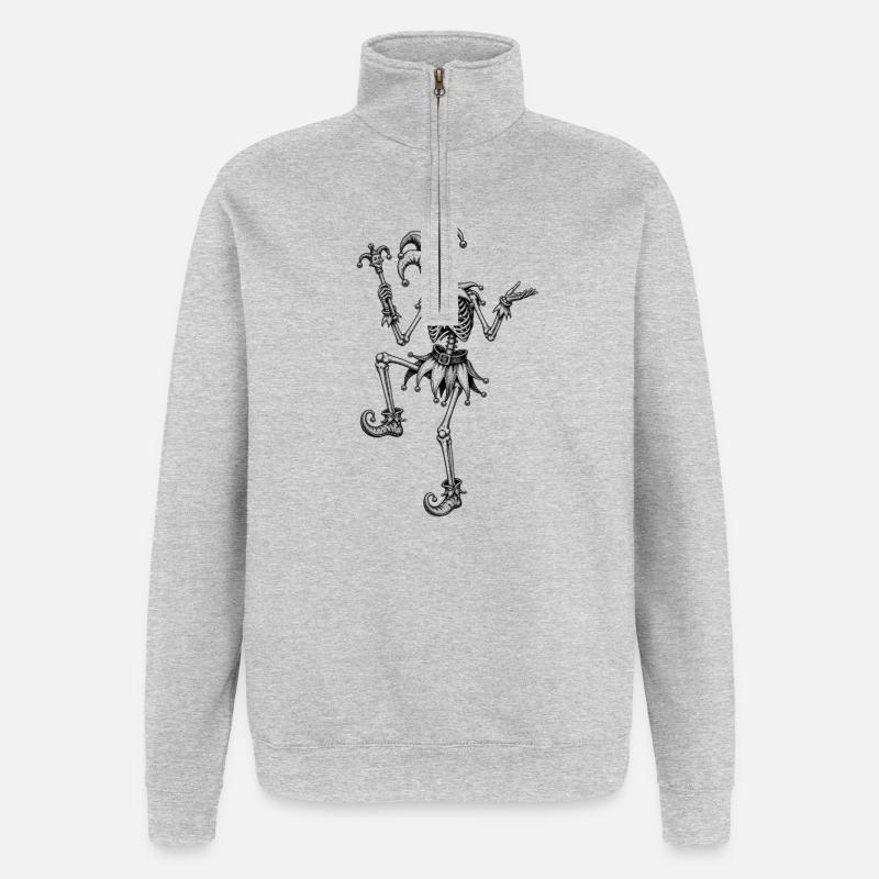 Skeleton Jester Halloween Motif - Quarter-Zip Sweatshirt - heather grey