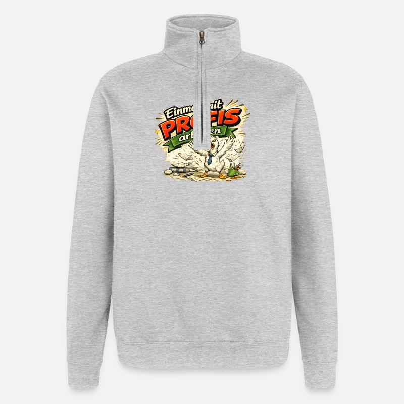 Einmal mit Profis arbeiten - Quarter-Zip-Sweatshirt - Grau meliert