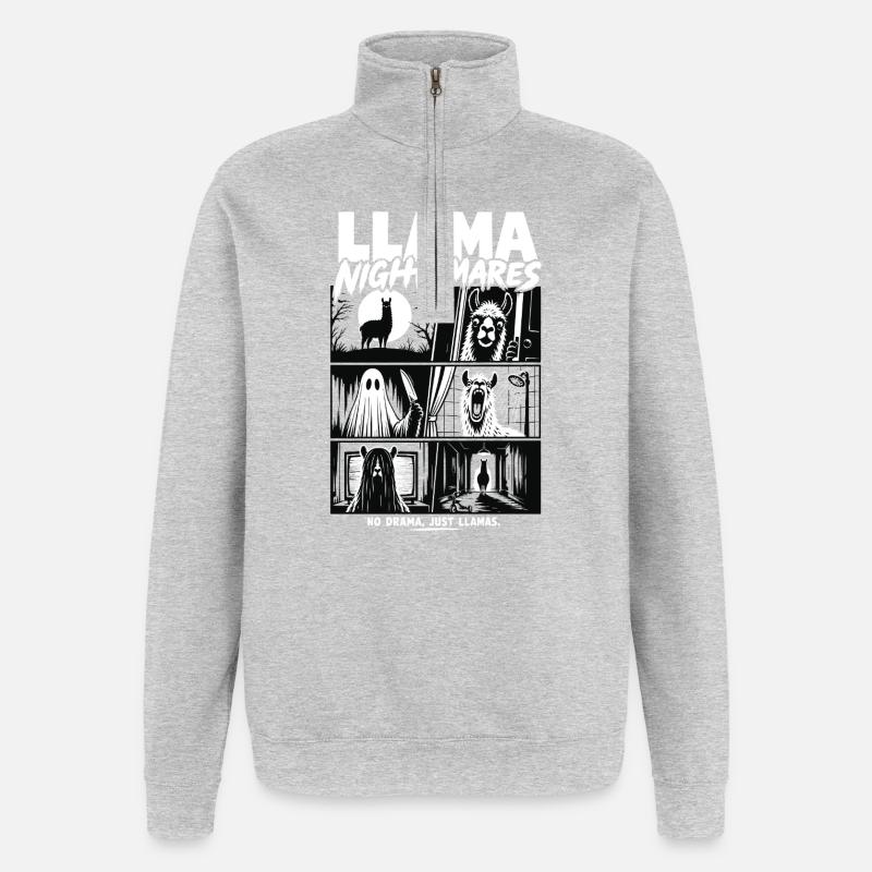 Lama Nightmares Horror Comic - Sweat à zip 1/4 - gris chiné