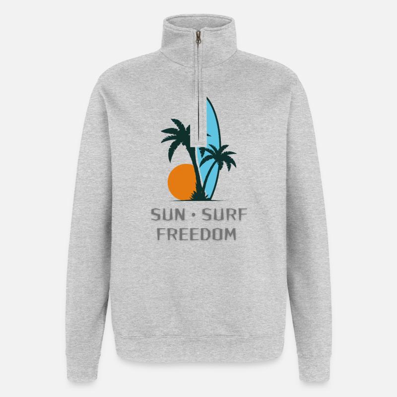 Liberté de surf solaire - Sweat à zip 1/4 - gris chiné