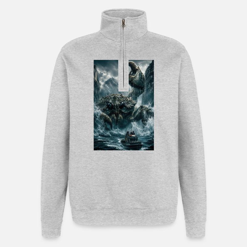 Blocage du Kraken gelé - Sweat à zip 1/4 - gris chiné