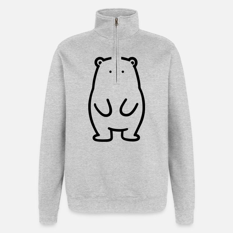 ourson - Sweat à zip 1/4 - gris chiné