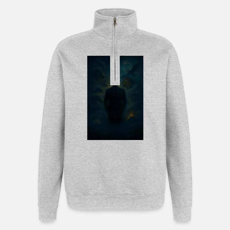 Schattenrätsel im Nebel - Quarter-Zip-Sweatshirt - Grau meliert