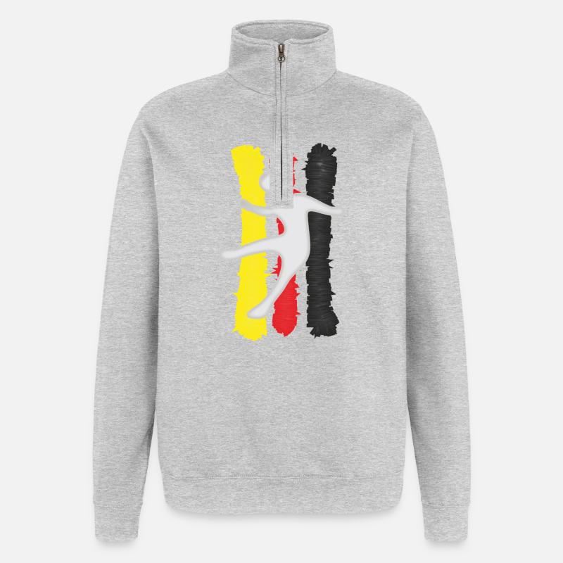 Fußball Logo - Quarter-Zip-Sweatshirt - Grau meliert
