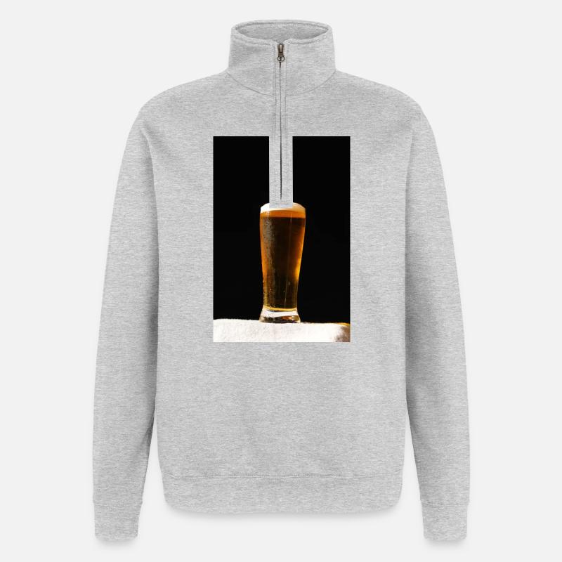 Bierglas Abendlicht - Quarter-Zip-Sweatshirt - Grau meliert