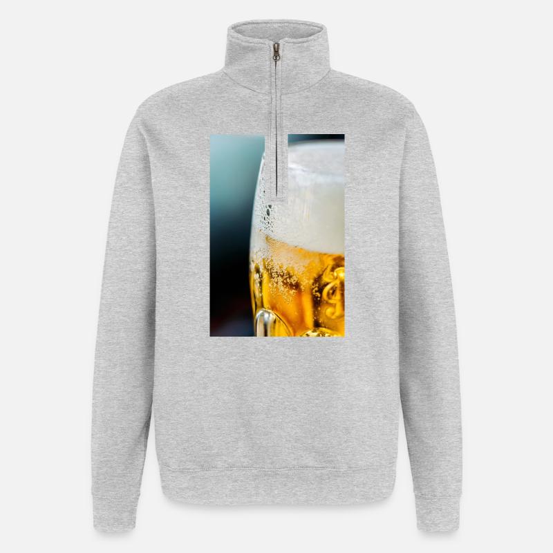 Light Gold Beer Glass Pattern - Quarter-Zip Sweatshirt - heather grey