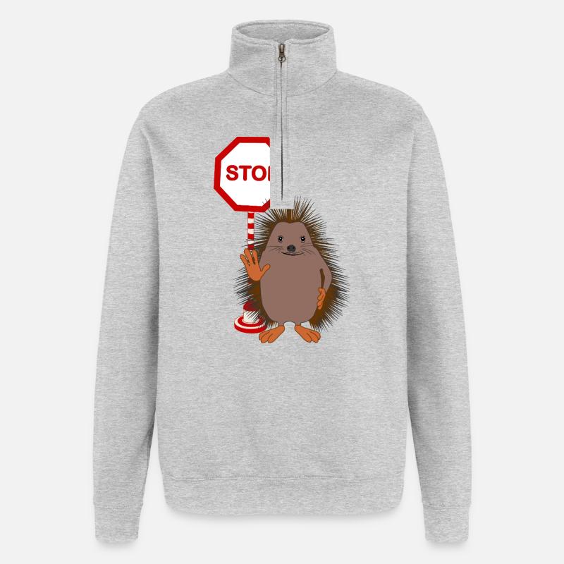 Arrêtez le harcèlement – Sweet Hedgehog - Sweat à zip 1/4 - gris chiné