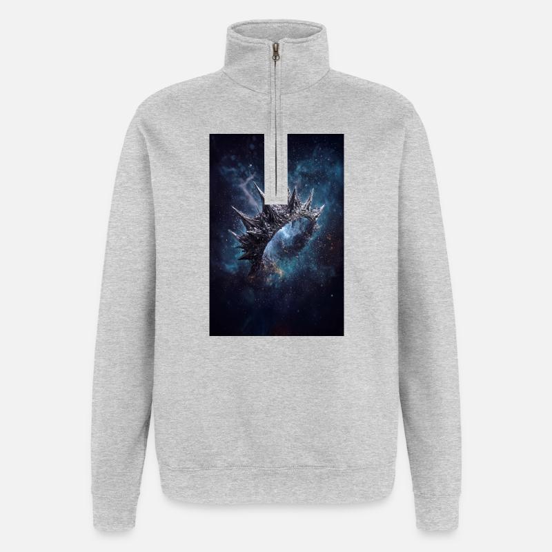 Spiked Nebula Crown - Quarter-Zip Sweatshirt - heather grey
