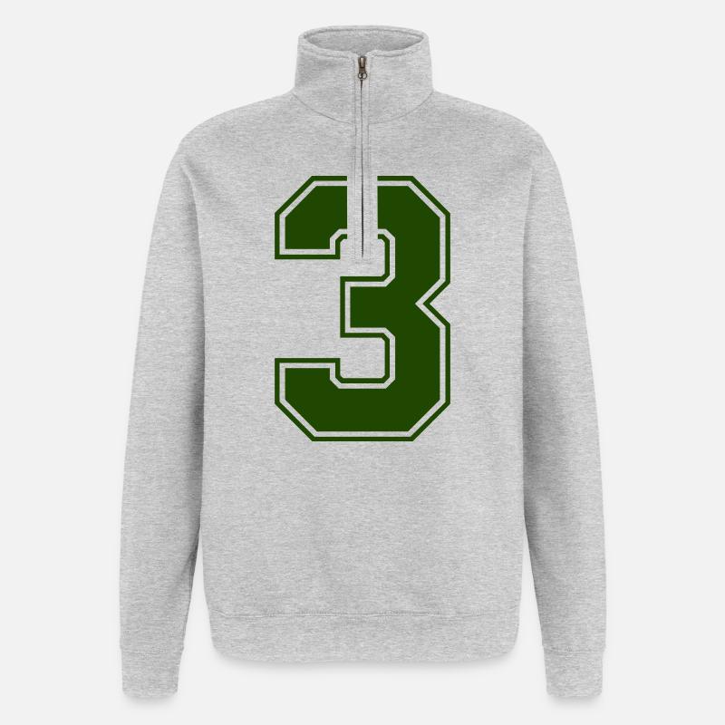 3 - Quarter-Zip-Sweatshirt - Grau meliert