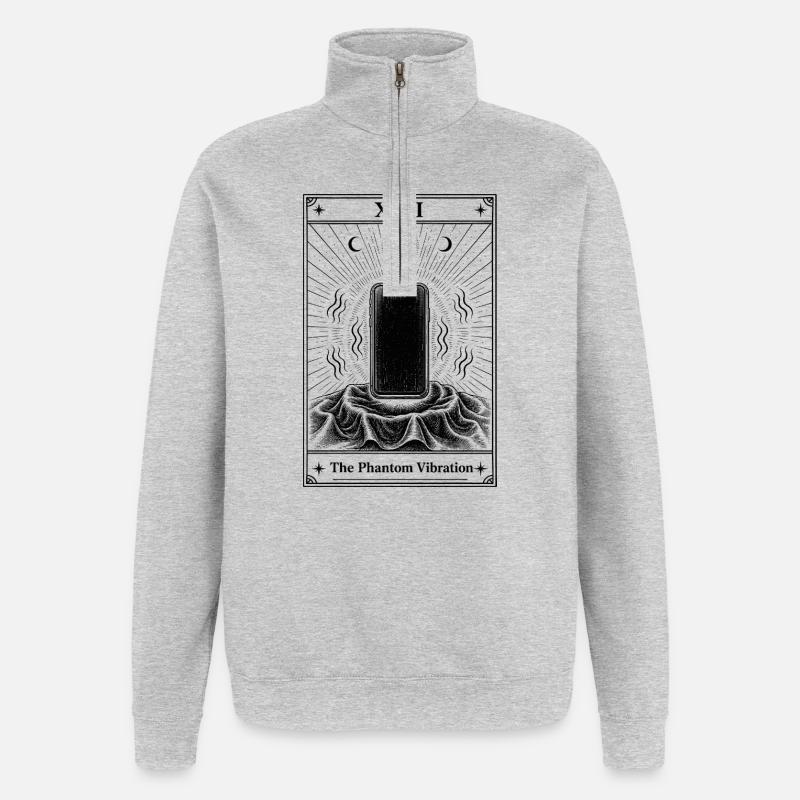 Phantom Vibration | Tarot Card Everyday - Quarter-Zip Sweatshirt - heather grey