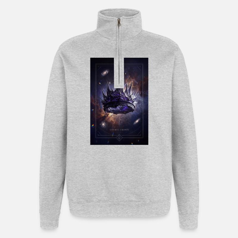 Kosmische Krone - Quarter-Zip-Sweatshirt - Grau meliert