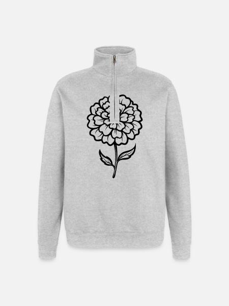 Ringelblumenblüte - Quarter-Zip-Sweatshirt - Grau meliert