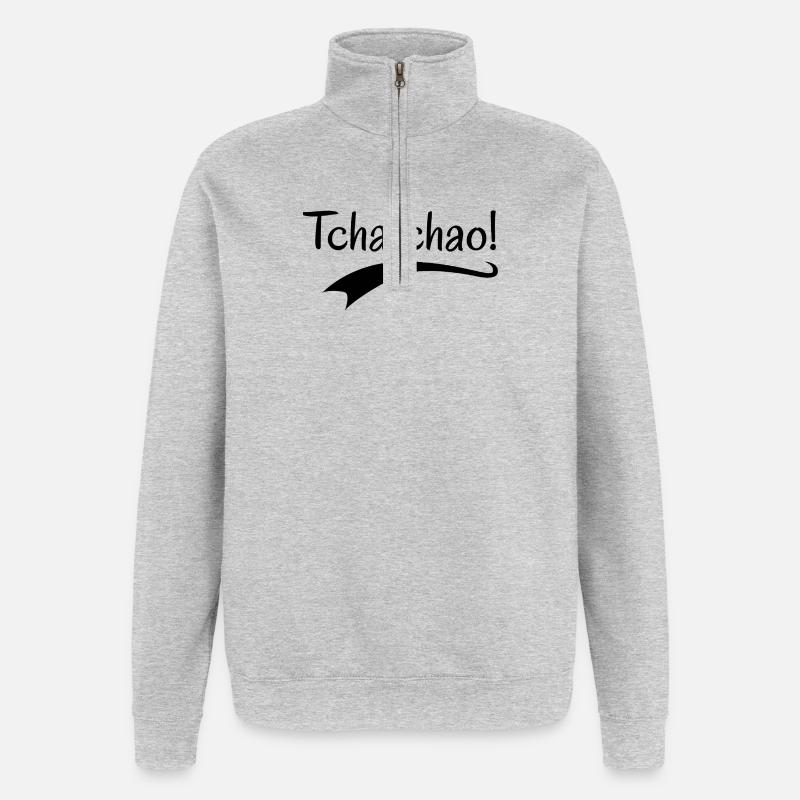 Tchatchao  - Sweat à zip 1/4 - gris chiné