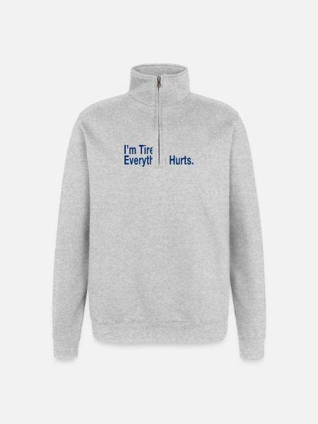 Relatable Fatigue Quote in Deep Blue - Quarter-Zip Sweatshirt - heather grey