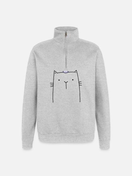 Einhorn Katze niedlich Geschenk - Quarter-Zip-Sweatshirt - Grau meliert