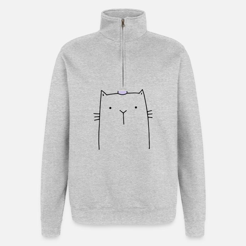 Einhorn Katze niedlich Geschenk - Quarter-Zip-Sweatshirt - Grau meliert
