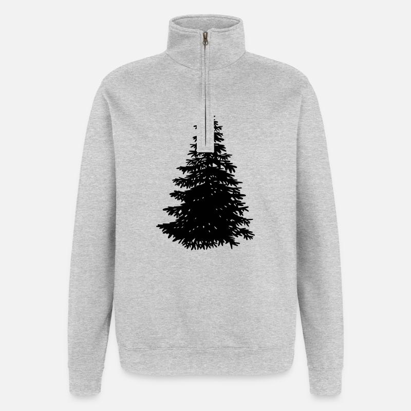 arbre de Noël - Sweat à zip 1/4 - gris chiné