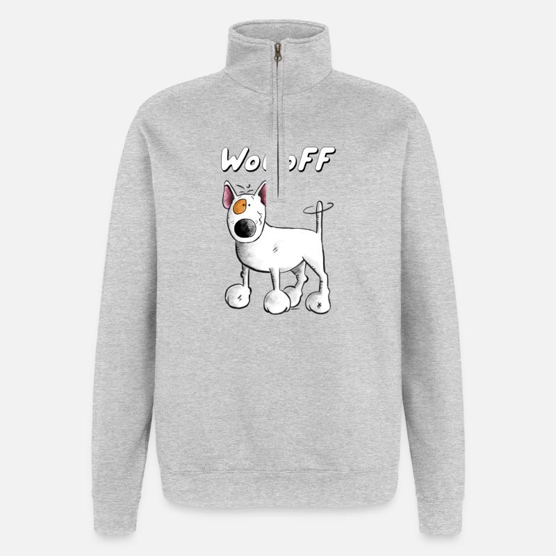 Wooff Bullterrier - Sweat à zip 1/4 - gris chiné