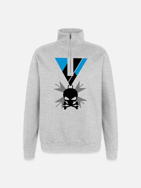 Skull skull and bones medal - Quarter-Zip Sweatshirt - heather grey