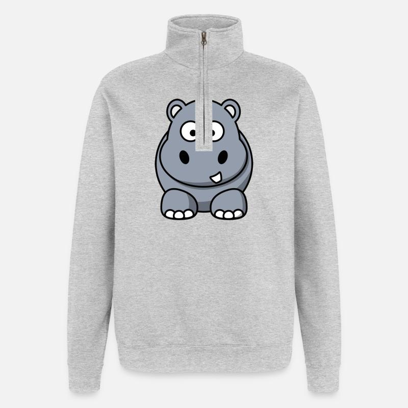 Hippo - Sweat à zip 1/4 - gris chiné