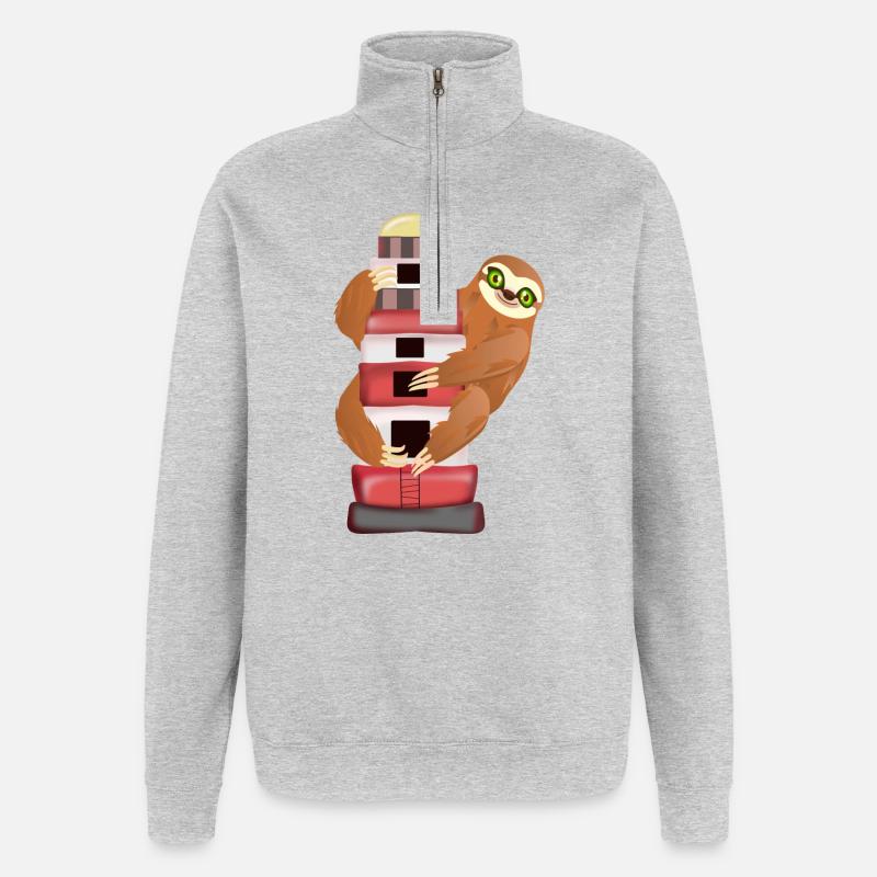 Faultier Leuchtturm MEER KÜSTE - Quarter-Zip-Sweatshirt - Grau meliert