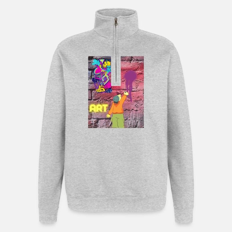 Graffiti ART - Quarter-Zip-Sweatshirt - Grau meliert