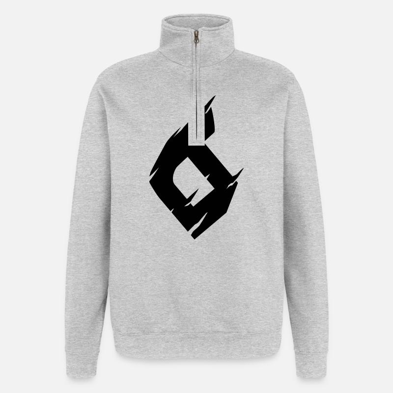 6 - Zahl - Quarter-Zip-Sweatshirt - Grau meliert