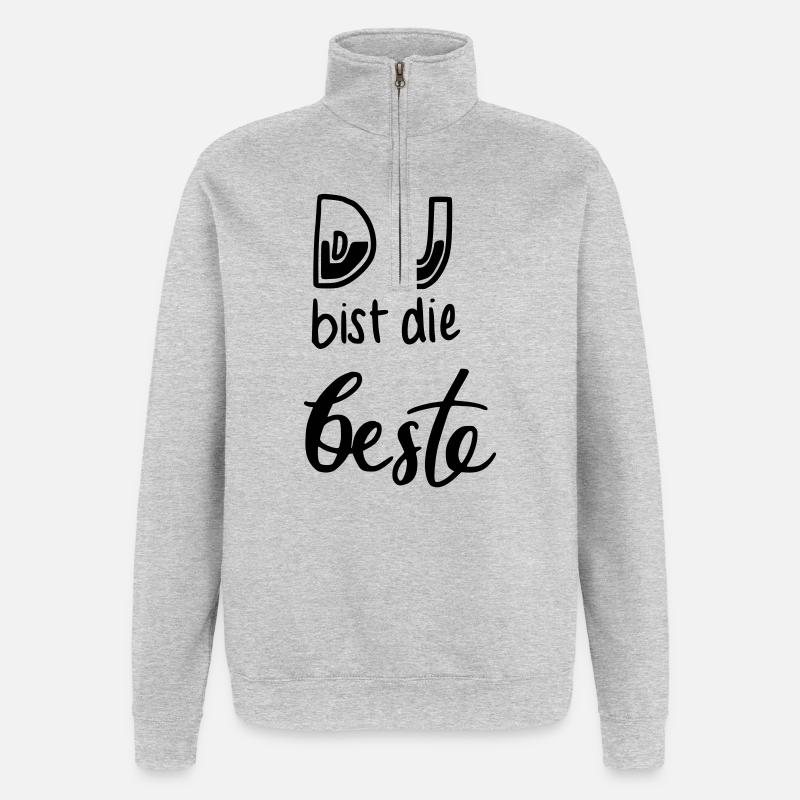 Du bist die beste - Quarter-Zip-Sweatshirt - Grau meliert