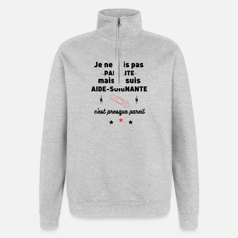 Pas parfaite aide soignante, aide-soignante, santé - Sweat à zip 1/4 - gris chiné