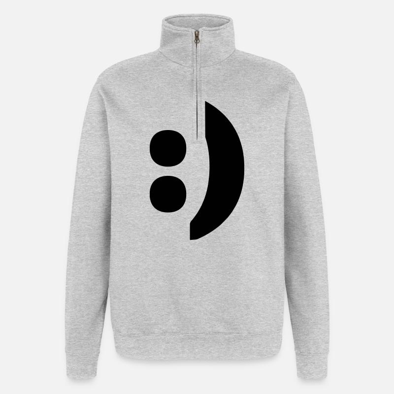 Colon quotation mark smiley - Quarter-Zip Sweatshirt - heather grey