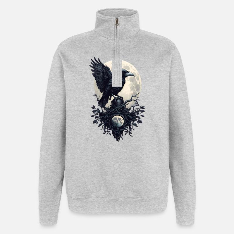 Schwarzer Rabe - Quarter-Zip-Sweatshirt - Grau meliert