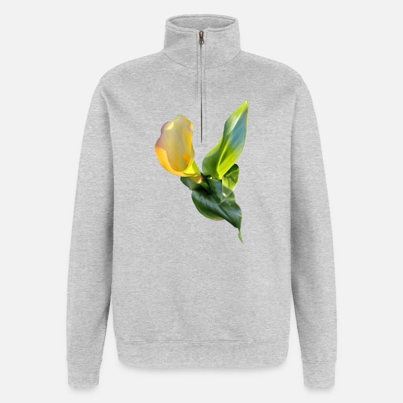 LYS CALLA JAUNE - Sweat à zip 1/4 - gris chiné