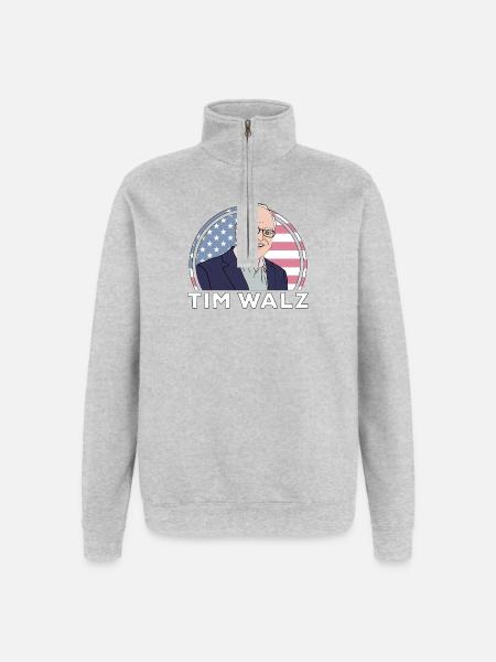 Politics Tim Walz - Quarter-Zip Sweatshirt - heather grey