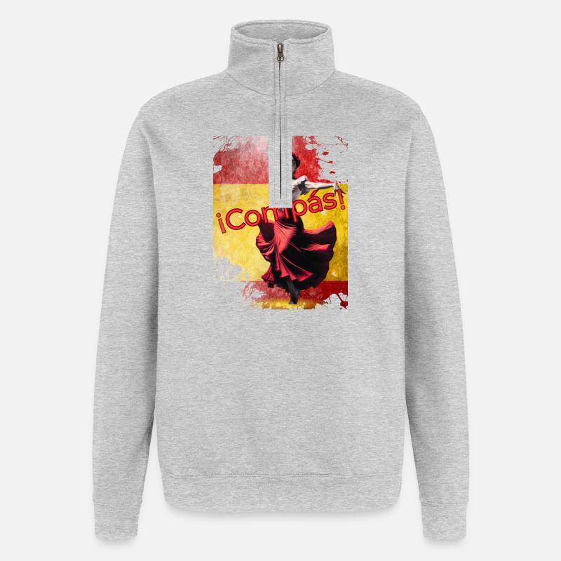 Danseuse de flamenco Compás - Sweat à zip 1/4 - gris chiné