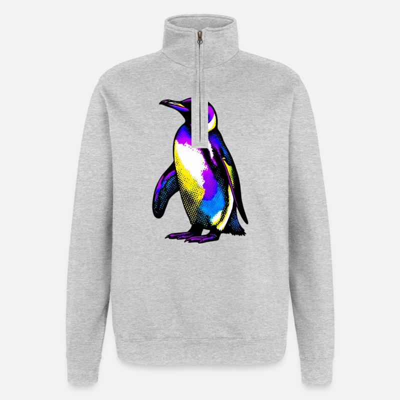 Pinguin - Quarter-Zip-Sweatshirt - Grau meliert