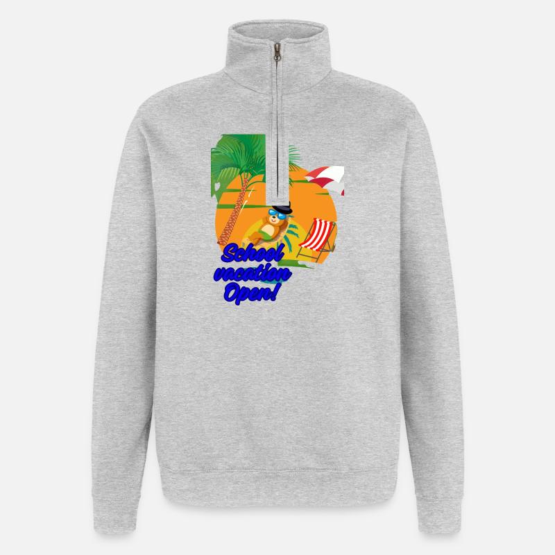 Vacances scolaires - Sweat à zip 1/4 - gris chiné