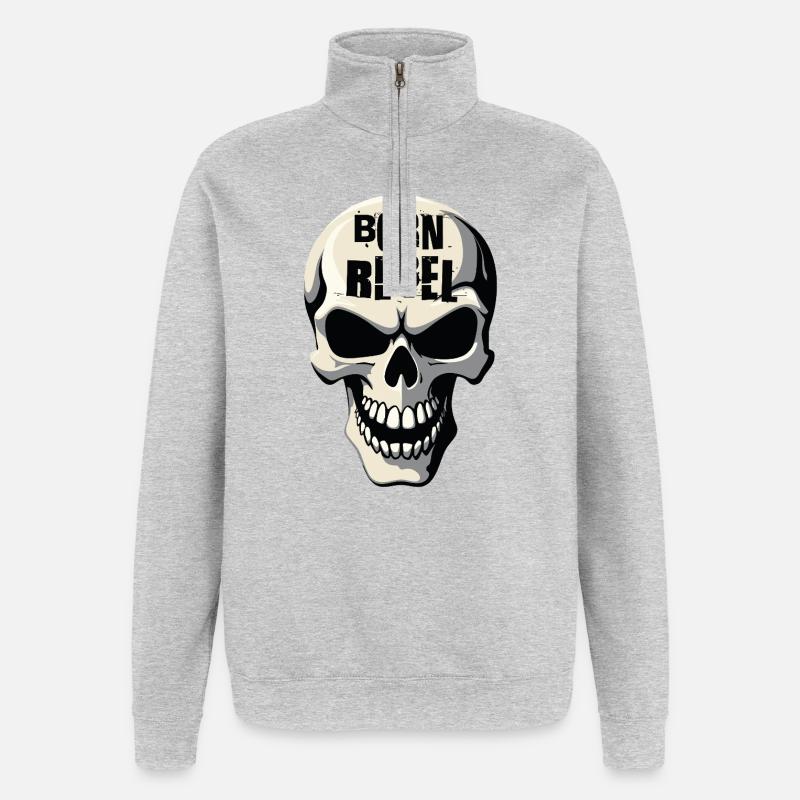 Schädel von Helfspawn - Quarter-Zip-Sweatshirt - Grau meliert