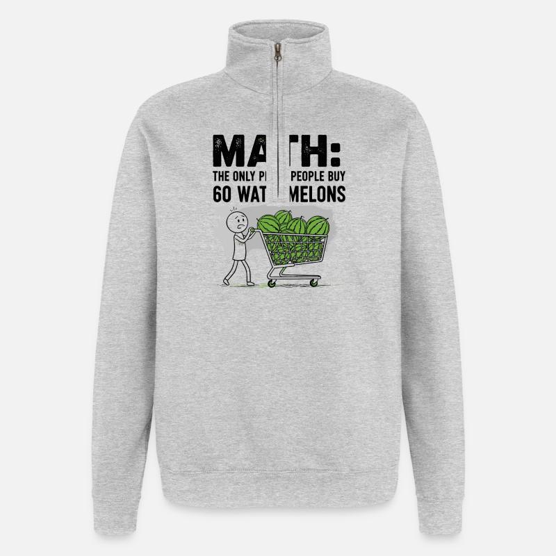 Pastèque passionné citation design - Sweat à zip 1/4 - gris chiné