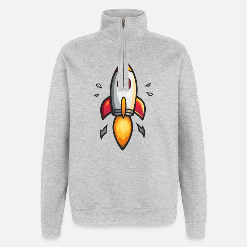 Cartoon Rakete Farbexplosion - Quarter-Zip-Sweatshirt - Grau meliert