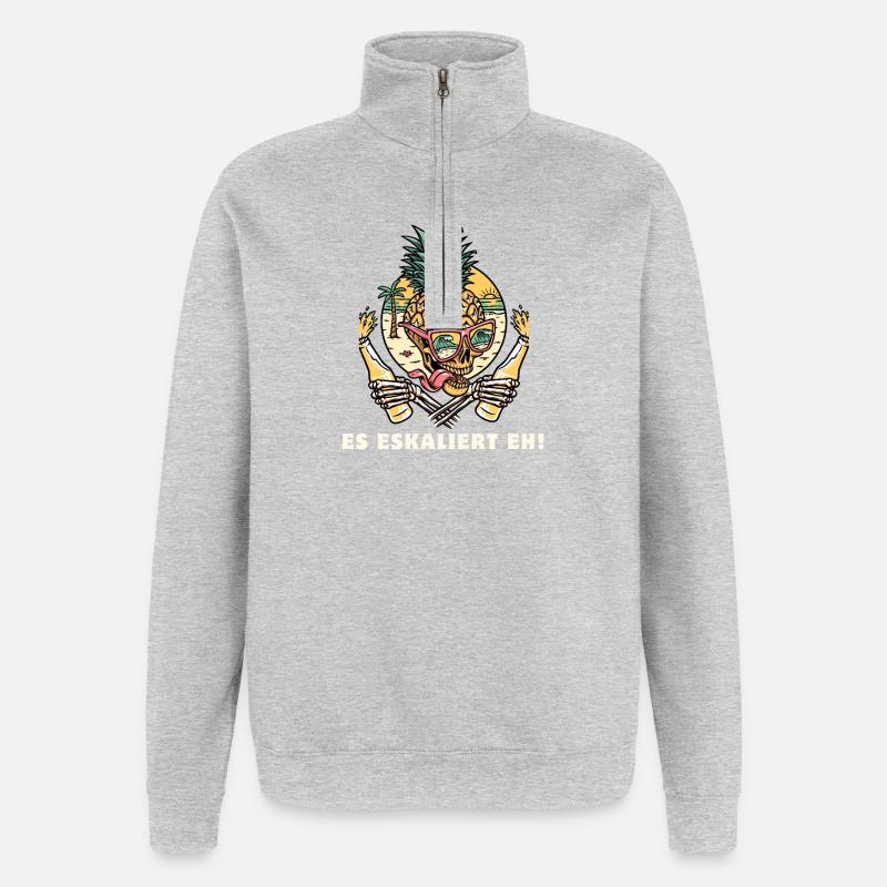 Es eskaliert eh! - Quarter-Zip-Sweatshirt - Grau meliert