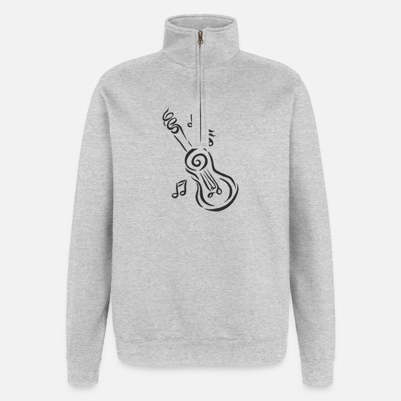 Spiral Guitar with Notes - Quarter-Zip Sweatshirt - heather grey